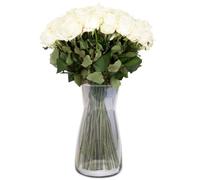 Gohytal Vase cylindrique en verre - Rond - 20 cm de haut - Pour décoration de table - Vase décoratif pour herbe de la pampa, tulipes, orchidées, roses, fleurs séchées - Élégant pour chambre à coucher