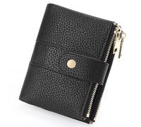 GOIACII Petit Portefeuille Compact en Cuir avec Blocage RFID pour Femme, Noir