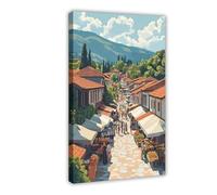 GOIAEGAG Impression sur toile du marché agricole du Kosovo - Décoration murale pour salon, chambre à coucher - 40 x 60 cm