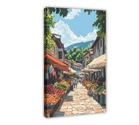 GOIAEGAG Impression sur toile Kosovo Market - Décoration de chambre à coucher, bureau, chambre - Cadeau - 60 x 90 cm