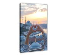 GOIAEGAG Impression sur toile Motif coucher de soleil d'Istanbul 40 x 60 cm
