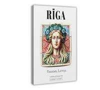 GOIAEGAG Impression sur toile Riga Lettonie - Décoration murale pour salon, chambre à coucher - 60 x 90 cm