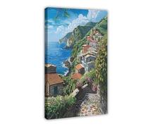 GOIAEGAG Magnifique affiche sur toile Cinque Terre - Décoration murale pour salon, chambre à coucher - 30 x 45 cm