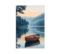 GOIAEGAG Poster sur toile Loch Lomond avec bateau en bois et scène matinale brumeuse - Décoration pour chambre à coucher, bureau, chambre - Cadeau - 30 x 45 cm