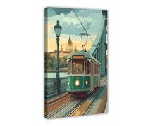 GOIAEGAG Poster sur toile représentant le pont de la Liberté de Budapest - Décoration pour chambre à coucher, bureau, chambre - Cadeau - 60 x 90 cm