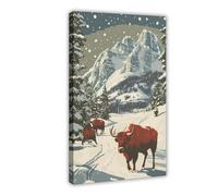 GOIAEGAG Theodore Roosevelt National Park Bison Winter Snow Poster sur toile pour chambre à coucher, bureau, chambre, cadeau 30 x 45 cm