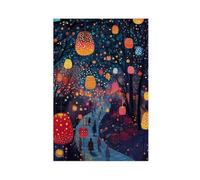 GOIAEGAG Yayoi Kusama Impression sur toile Motif lanterne japonaise Décoration murale pour salon, chambre à coucher 50 x 75 cm