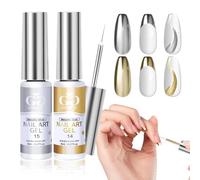 GOICC Metallique Vernis Gel Semi Permanent Chrome Vernis à Ongles 3D Effet Miroir 2 Couleurs 8ML Doré Argent Vernis à Ongles Pailleté Liner Ongle Nail Art avec Pinceau Fin pour Française Peint
