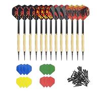 GOIEHIR 12 Pièces Flechette Pointe Plastique, Set de Flechettes à Pointe avec 24 Volées Supplémentaires 8 Motifs, 100 Pointes de Fléchettes en Plastique à échanger