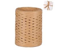 GOIEHIR Ficelle de Raphia, 200m Ruban en Papier Raphia, Ruban de Raphia Kraft pour Emballage de Cadeaux, Bouquets, Décorations, Café Clair