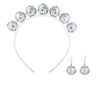 Goiern 1 paire de boucles d'oreilles disco - 1 bandeau disco avec boule à facettes réfléchissante - Accessoires pour disco des années 70 et 80