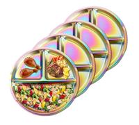Goiern 4 pièces Assiettes en Acier Inoxydable pour Enfants, 23 cm, Assiettes compartimentées pour Adultes bariatriques avec séparations pour déjeuner des Tout-Petits