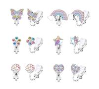 Goiern 6 paires de boucles d'oreilles à clips hypoallergéniques pour filles, boucles d'oreilles à clips pour enfants, sans perçage, en forme de cœur, papillons et fleurs pour garçons et filles