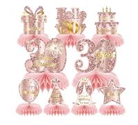 Goiern 9 Pièces Rosa Rosegold 30 Anniversaire Centre de Table Décoration pour Filles Joyeux 30 Anniversaire Décor de Table Fournitures de Fête Dix-Huit Ans Décorations de