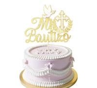 Goiern Décoration de Gâteau de Ma Première Communion Sainte, Pique-Nique de Gâteau de Baptême avec Paillettes, Décoration de Gâteau d'anniversaire Dorée, Accessoires de F