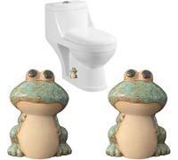 Goiern Ensemble De 2 Caches Vis De Céramique pour Toilettes Au Design Grenouille Rétro, Capuchons Décoratifs pour Les Vis De Sol De WC, Imperméables Et Durables