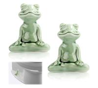 Goiern Ensemble de 2 Couvre-Vis de Toilette en Céramique avec Design de Grenouille Yoga, Charmantes Capuchons de Vis pour WC pour Décoration de Salle de Bain, Installatio