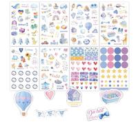 Goiern Kit de 8 Feuilles d'Autocollants de Scrapbooking Bébé avec 211 Autocollants de Formes et Tailles Variées pour Journal Décoration Album Photo Bricolage Filles Garço