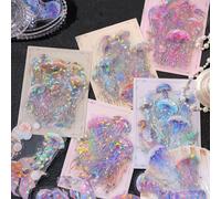 Goiern Lot de 100 autocollants pour scrapbooking méduses, autocollants holographiques, autocollants esthétiques, design vintage pour l'artisanat d'album, le calendrier et l'art DIY