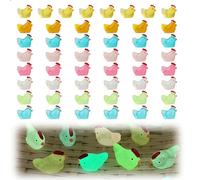 Goiern Lot de 50 mini figurines de poulet lumineuses en résine - 8 couleurs - Petites poules miniatures dans l'obscurité - Pour maison de poupée, micro paysage, bricolage, maison, fêtes