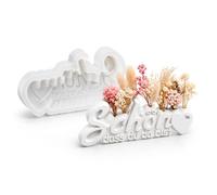 Goiern Moule en Silicone Heureux Que tu sois là, Moule de coulée Sauve-Fleurs avec Inscription et Trous pour Fleurs pour décoration DIY en plâtre, résine et béton