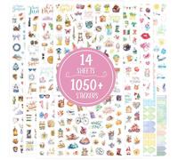 Goiern Set d'autocollants Saisons 14 Feuilles 1050+ Autocollants pailletés Saisons pour Scrapbooking, Album Photo, Journal à puces, DIY, 215 x 160 mm, Auto-adhésifs