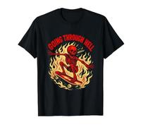Going Through Hell Weeeee Skating Squelette Dark Humour T-Shirt Graphique avec Valeur, Homme, Noir, L