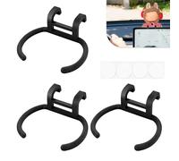 GoingMeta Lot de 3 crochets pour écran de voiture Labubu Big into Energy Series, accessoires d'affichage de poupée pour tableau de bord ou écran d'ordinateur, support d'affichage noir pour poupée de