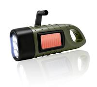 GOINGSKY Lampe Dynamo, LED Lampe de Poche Dynamo, Mini Manivelle, Lampe Torche Solaire, pour L'extérieur Randonnée Cadeau Équipement D'urgence(Vert Militaire)