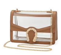 Goinsound Sac à bandoulière transparent pour femme, approuvé par le stade, sac à main transparent avec sangle de chaîne, joli sac transparent pour événements sportifs, jaune, 198.8 cubic inches