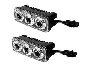 GOINTDJD Accessoires De Voiture 2 Pièces 3LED Super Blanc Haute Puissance Feux Travail 6000K ~ 7000K DRL Jour Universels LED Antibrouillard Phares