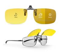 Goiteia Lunettes de conduite de nuit photochromiques à clipser pour homme et femme, rabattables, anti-reflets des phares/ampoules LED, protection UV400, 60 x 40 mm (clip photochromique pour conduite
