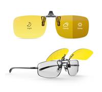 Goiteia Lunettes de conduite de nuit photochromiques à clipser pour hommes et femmes, rabattables, anti-éblouissement des phares/ampoules LED, protection UV400 (57 * 36 mm)
