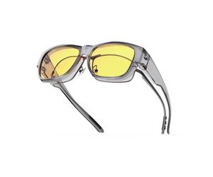 Goiteia Lunettes de conduite nocturne sur des lunettes de prescription pour hommes et femmes, montures transparentes pour une vision nocturne HD étendue(M-Cristal Gris-Jaune)