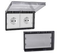 GOIYZTTR 2 Pièces Cache Interrupteur Prise Couvercle Prise Courant éTanche Type 86 Flip Outlet Box Pour Salle De Bain, Maison, ExtéRieur, Noir Transparent