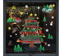 GOIYZTTR Autocollants Fenêtre Noël Réutilisables - Décoration Arbre de Noël pour Fenêtre