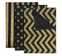 GOIYZTTR Lot de 60 Feuilles de Noir Doré Papier de Soie, 3 Styles Papier de Soie Métallique Convient pour l'Emballage de Cadeaux, les Décorations de Fête et l'Artisanat