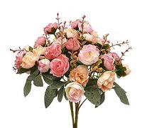 GOIYZTTR Rose Artificielle Rose Fleurs de Roses Artificielles en Soie Fleurs Artificielles Deco Réaliste pour Jardin Fête Mariage Décoration de Maison (2 Bouquets)