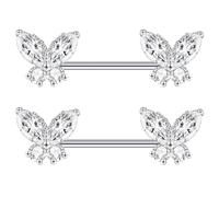 Gojewen 2er piercing au téton argent 14mm papillon piercing au téton acier inoxydable anneau téton
