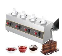 GOJLEX Chauffe-sauce électrique avec bouteilles de sauce, chauffe-sauce au fromage commercial pour chauffage au chocolat au caramel - Température réglable de 86 à 185 ? (4 bouteilles)