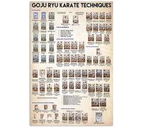 Goju Ryu Karate Techniques Panneau en métal vintage Techniques de karaté Décoration d'intérieur Poster vintage en métal pour maison, chambre à coucher, bureau, studio, club, grotte, salle de sport 2