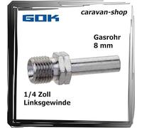 GOK Adaptateur 1/4" gauche vers 8 mm pour tuyau de gaz propane et gaz liquéfié