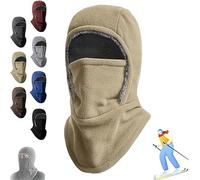 Gokame Cagoule unisexe coupe-vent et chaude, chapeau d'hiver 2 en 1, masque de protection des oreilles, masque intégral en polaire thermique pour homme et femme, kaki, Taille unique