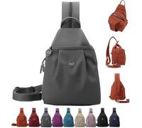 Gokame Waterproof 2-Way Commuter Bag, Backpack Chest Bag Double Zipper Large Capacity, Anti-Theft Travel Tote, Stylish, Efficient Storage Design (Grey)