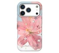 GOKAR Jolie fleur d'hibiscus bleue pour iPhone 14 ProMax, joli motif hibiscus imprimé, esthétique, tendance, souple, mince, en silicone IMD résistant aux chocs pour femmes et filles