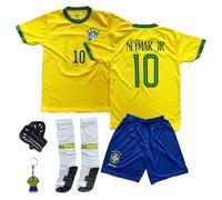 Gokaynex Maillot de WC Brésil Neymar Jr, #10, Vini Jr, numéro 7, 2024, pour enfant, avec court, nouvelle saison (4-13 ans), Jaune et vert, 152