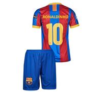 Gokaynex Ronaldinho Barcelona #10 Maillot nostalgie pour enfant, avec court, édition limitée, 4-13 ans, Ronaldinho, 164