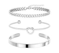 Gokeey Bracelets manchette en or pour femme, ensemble de bracelets délicats en or pour femme, tendance, bracelet à chaîne cubaine simple, Large, Laiton, Pas de gemme