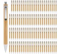 Gokelomg Lot de 100 stylos à bille en bambou pour bureau et école Accessoires d'écriture Cadeaux Encre noire