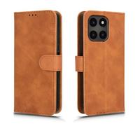 GOKEN Coque Folio Cuir Étui pour Honor X6a, Antichoc Portefeuille Housse vec Fentes pour Cartes, PU/TPU Bumper Protection Case Cover Fermeture Magnétique,Marron